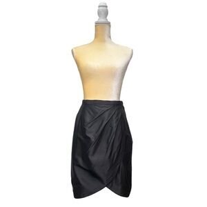 Marisa Baratelli Silk Tulip Skirt Size 10 Black Medium Faux Wrap Balloon New NWT